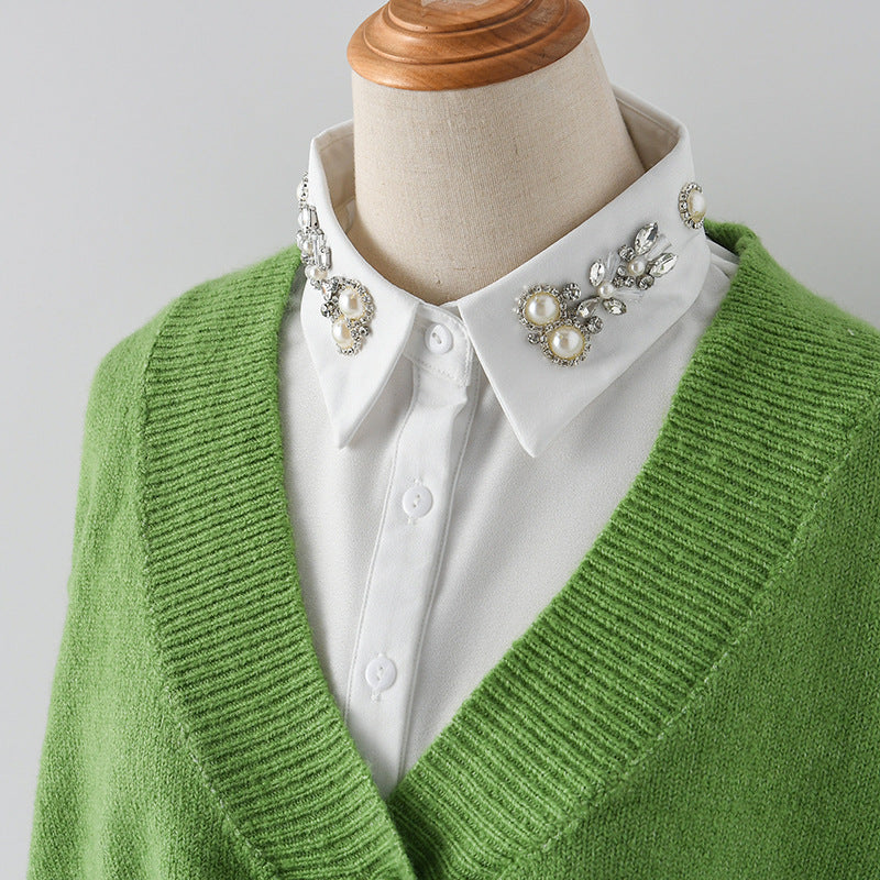 All-matching Women's Pearl Shirt Detachable Collar