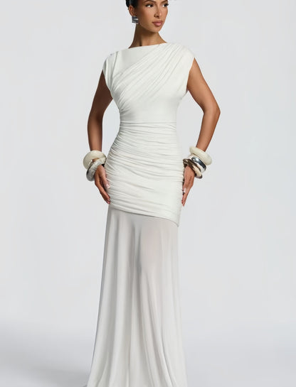 Mesh Stitching Long Dress Irregular Dress