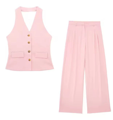 Women's Waistcoat Linen Vest Suit