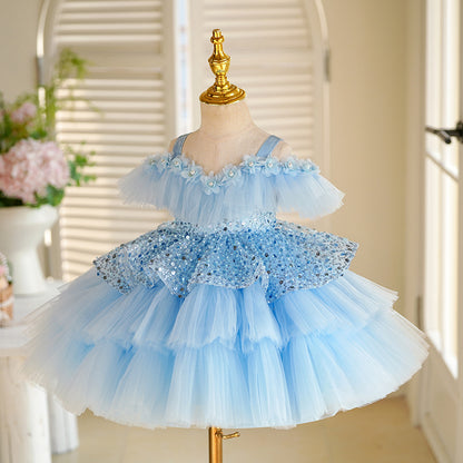 Children's Birthday Party Evening Dress Piano Playing Princess Dress