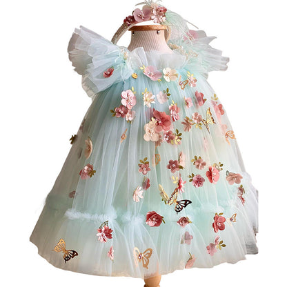 Children's Dress Flower Embroidered Butterfly Lolita Girl Princess Dress