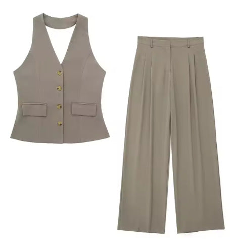 Women's Waistcoat Linen Vest Suit