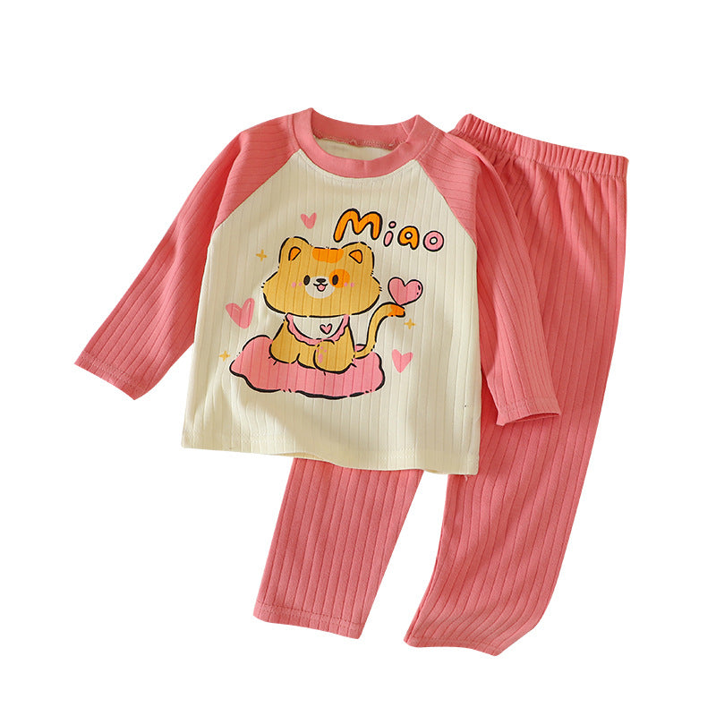 Children's Pajamas Home Wear Autumn New Jacquard Cotton Suit