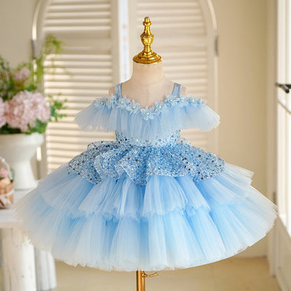 Children's Birthday Party Evening Dress Piano Playing Princess Dress