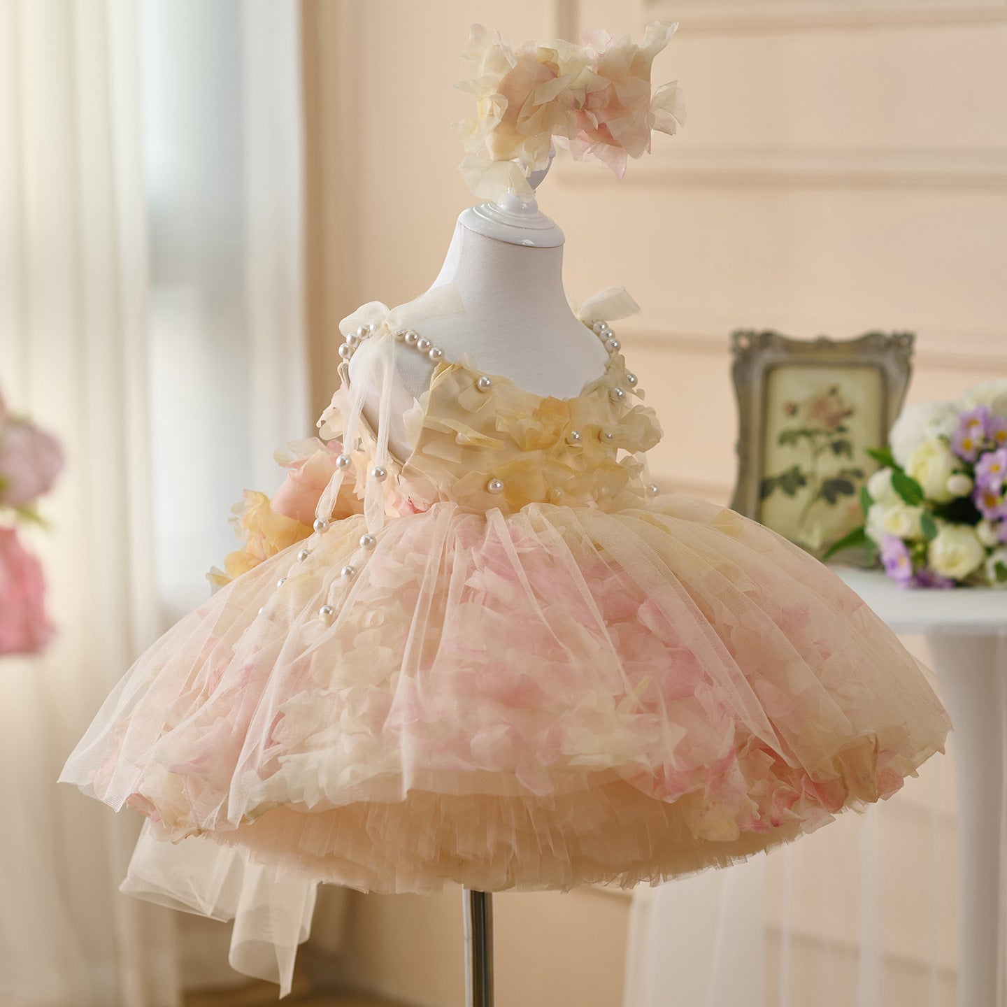 Children's Dress Sling Contrast Color Mori Style Umbrella Princess Dress Girl