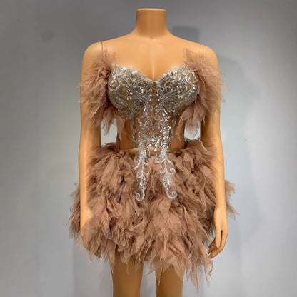 Sweet Stage Wear Dress Short Skirt Two-piece Set