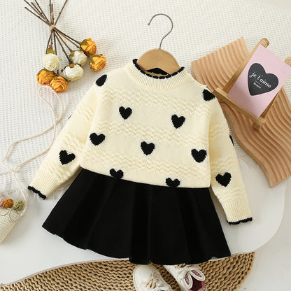 Round Neck Two-piece Korean Style Trendy Western Style Women's Treasure Autumn And Winter