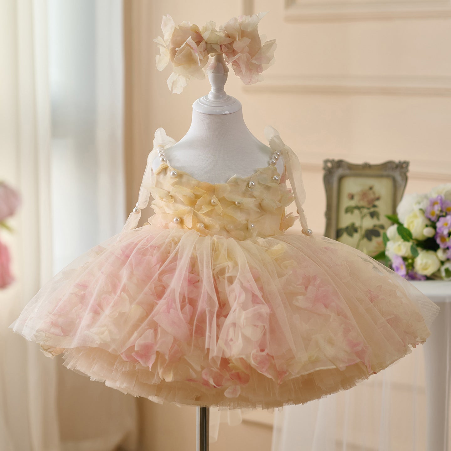Children's Dress Sling Contrast Color Mori Style Umbrella Princess Dress Girl