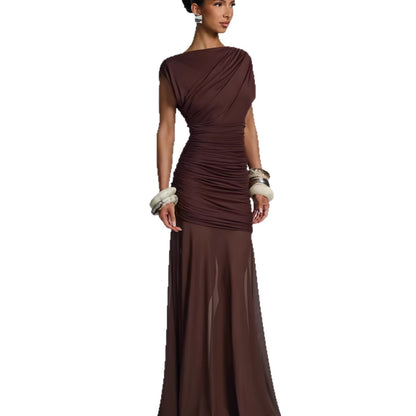 Mesh Stitching Long Dress Irregular Dress