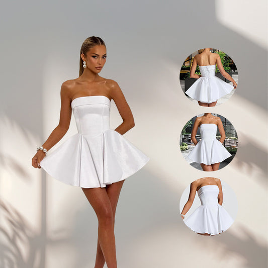 European And American Hot Girls Sexy Pure Color Tube-top Dress