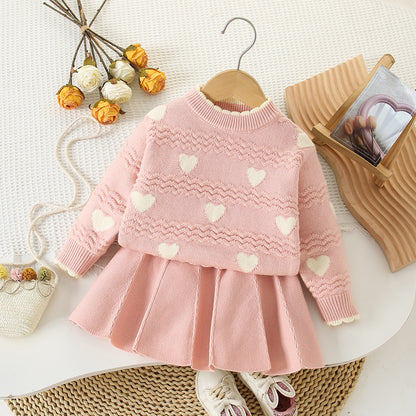 Round Neck Two-piece Korean Style Trendy Western Style Women's Treasure Autumn And Winter
