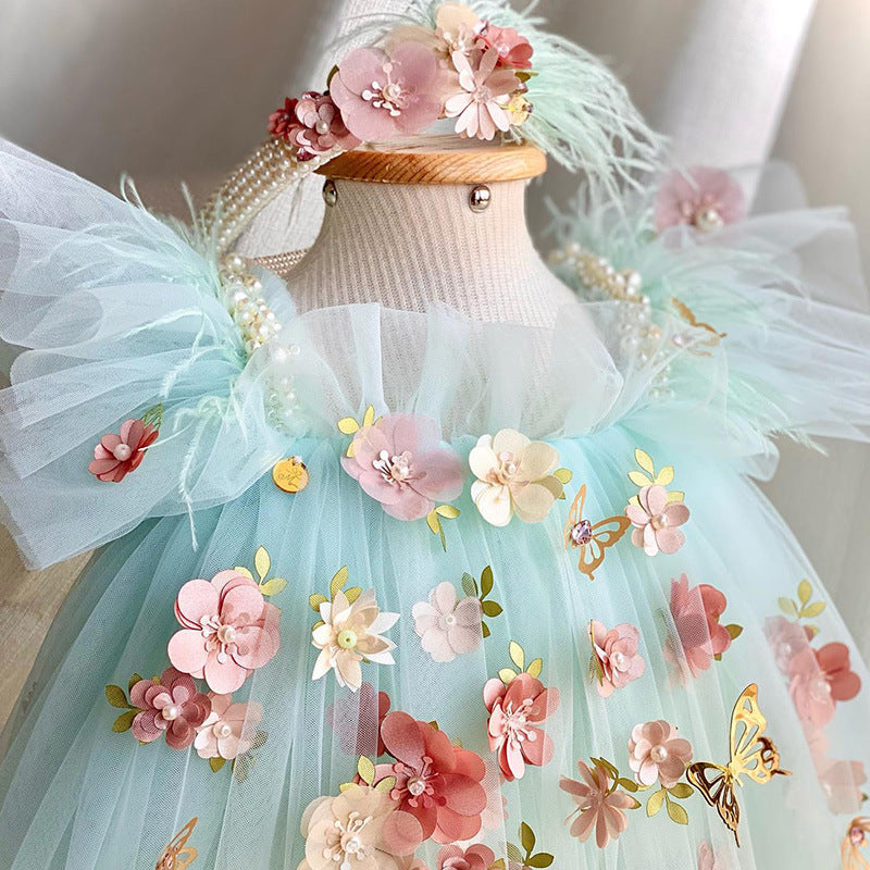 Children's Dress Flower Embroidered Butterfly Lolita Girl Princess Dress