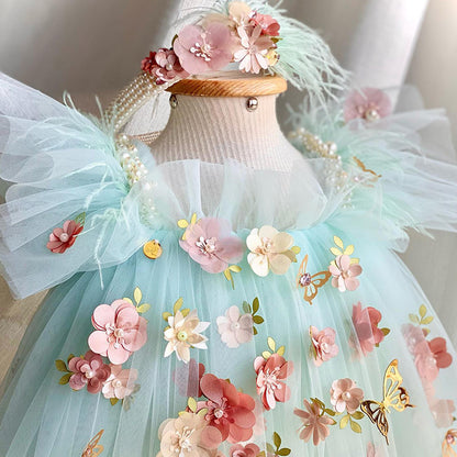 Children's Dress Flower Embroidered Butterfly Lolita Girl Princess Dress