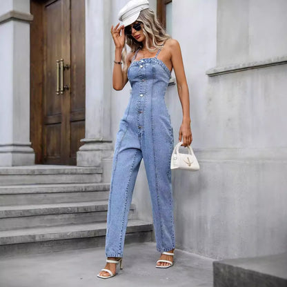 Women's Sling Denim Jumpsuit