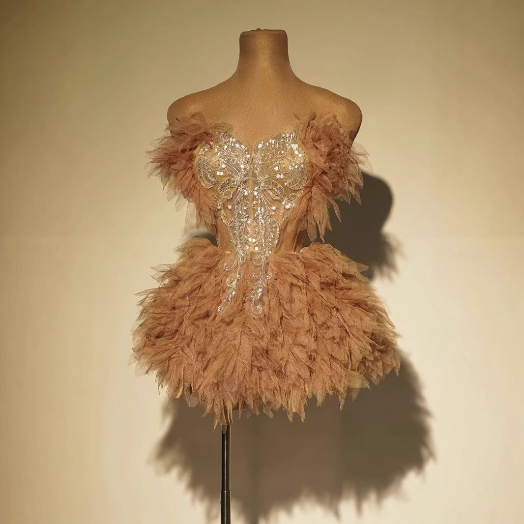 Sweet Stage Wear Dress Short Skirt Two-piece Set