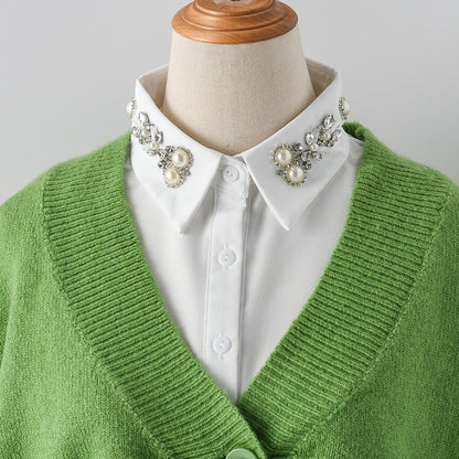 All-matching Women's Pearl Shirt Detachable Collar