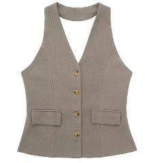 Women's Waistcoat Linen Vest Suit