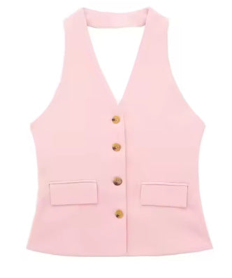 Women's Waistcoat Linen Vest Suit