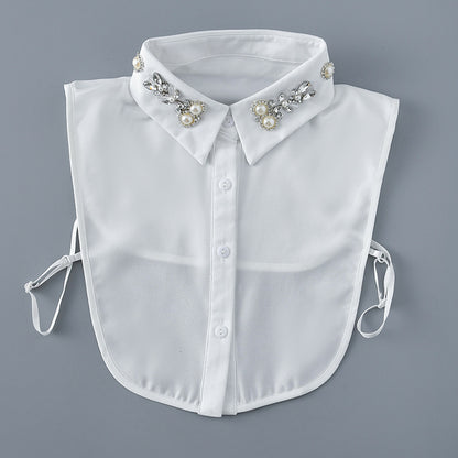 All-matching Women's Pearl Shirt Detachable Collar