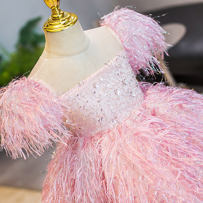 Polyester Girl Princess Dress Small Host Performance Costume