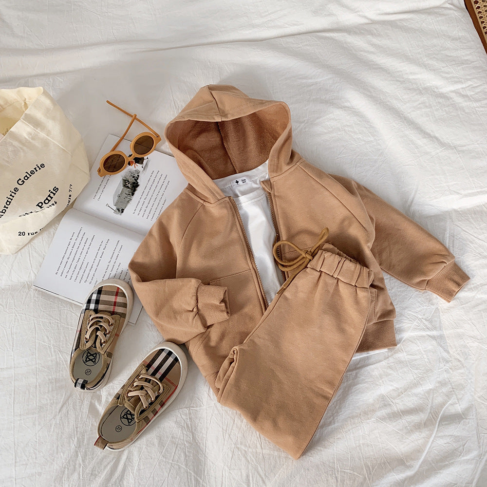 Children's Fried Street Autumn Boyish Look Sports Two-piece Set