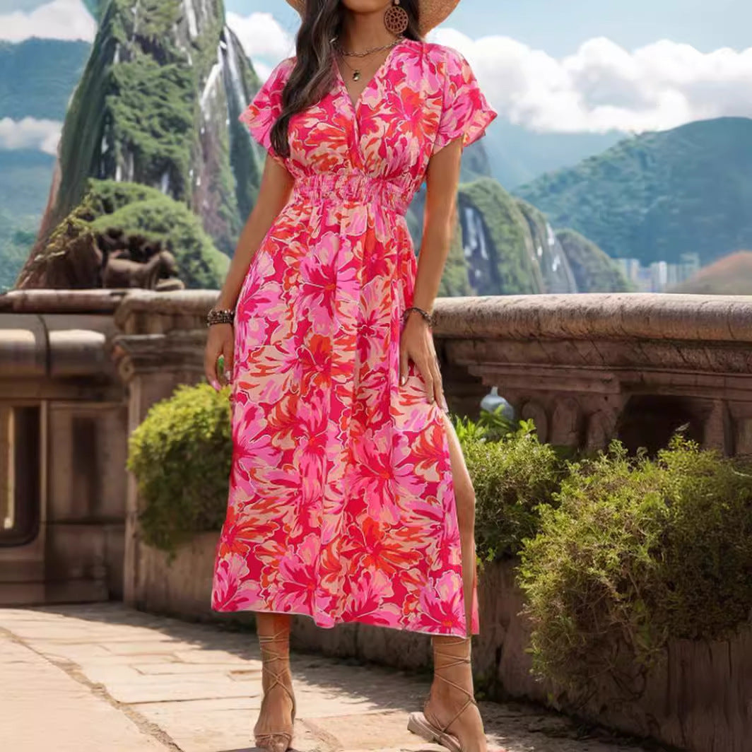 Casual Fashion Short Sleeve V-neck Dress