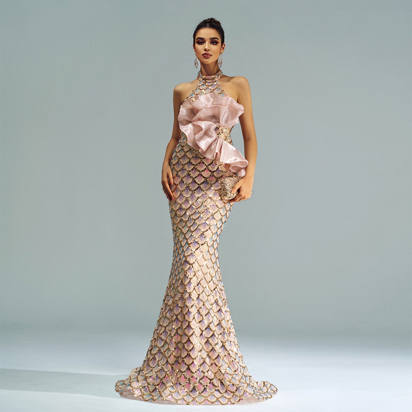 Halter Sequined Mermaid Evening Dress