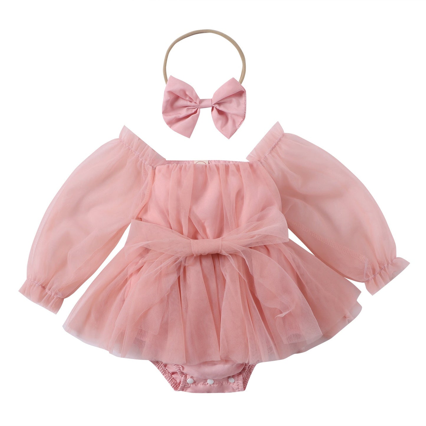 Baby Jumpsuit Long Sleeve Bowknot Skirt