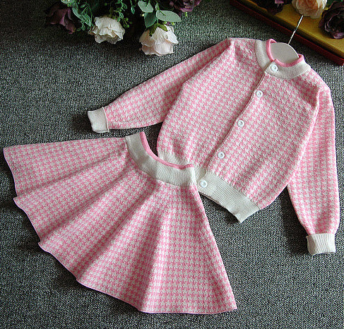 Two-piece Fashion Girls Thick Warm Knitted Sweater