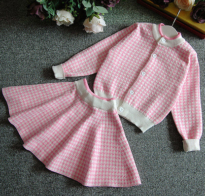 Two-piece Fashion Girls Thick Warm Knitted Sweater