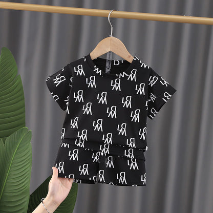 Children's Unisex Baby Suit Western Style Printed Suit Two-piece Set