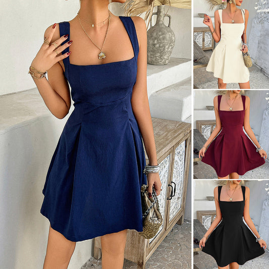 Solid Color Dress European And American Elegant Style