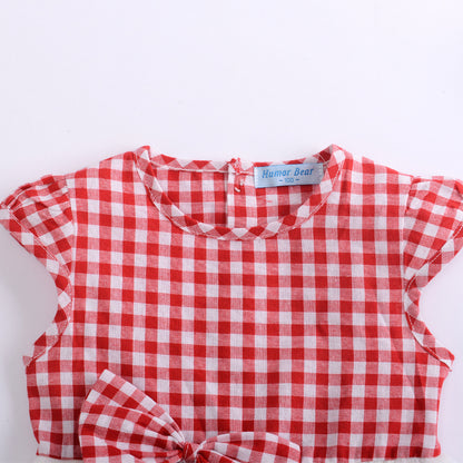 Fashionable Cute Girl's Blouse And Bow Skirt