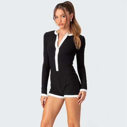 Hip Raise Slim Fit Sexy Women's Long-sleeved Jumpsuit