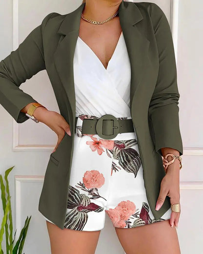 Women's Fashion Solid Color Two-piece Suit