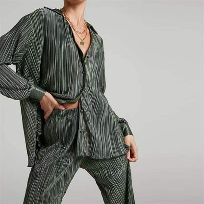 Spring And Summer Hot Selling European And American V-neck Bag Buckle Lapel Fashion Casual Set