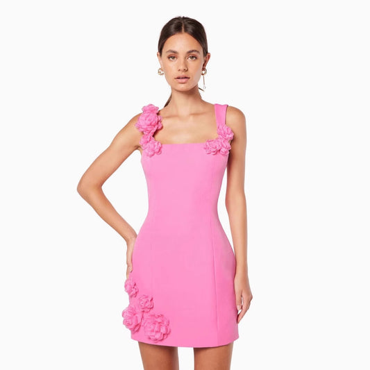 Flower Spaghetti Strap Sleeveless Backless A- Line Dress