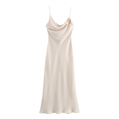 Slim Fit Mid-pleated Suspender Women's Dress