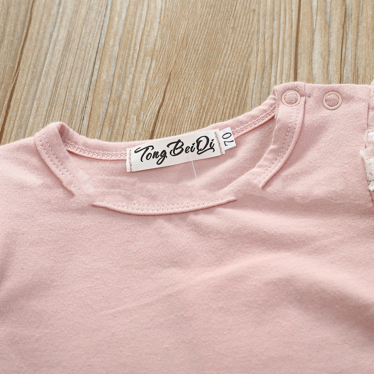 Infant And Toddler Cotton Lace Long-sleeved Harness Lace Long Pants Set