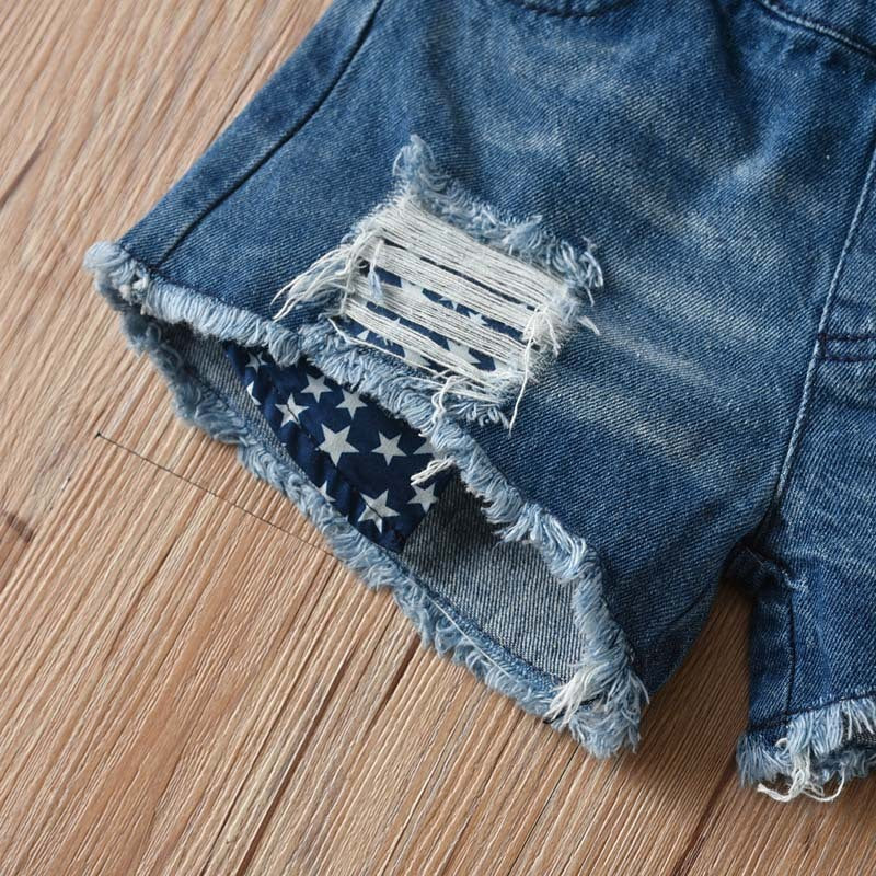 Girls' Spaghetti-strap Floral Print Jeans Suit