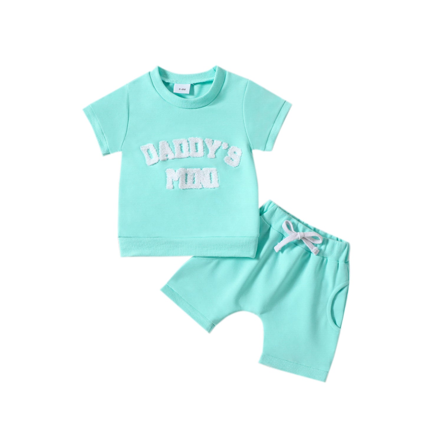 Printed Short-sleeved Top Solid Color Shorts Summer Two-piece Set