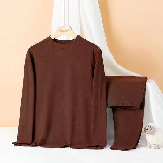 Fleece-lined Casual Warm Keeping Sports Men's Thickened Women's Long Sleeve Undershirt Long Johns Suit