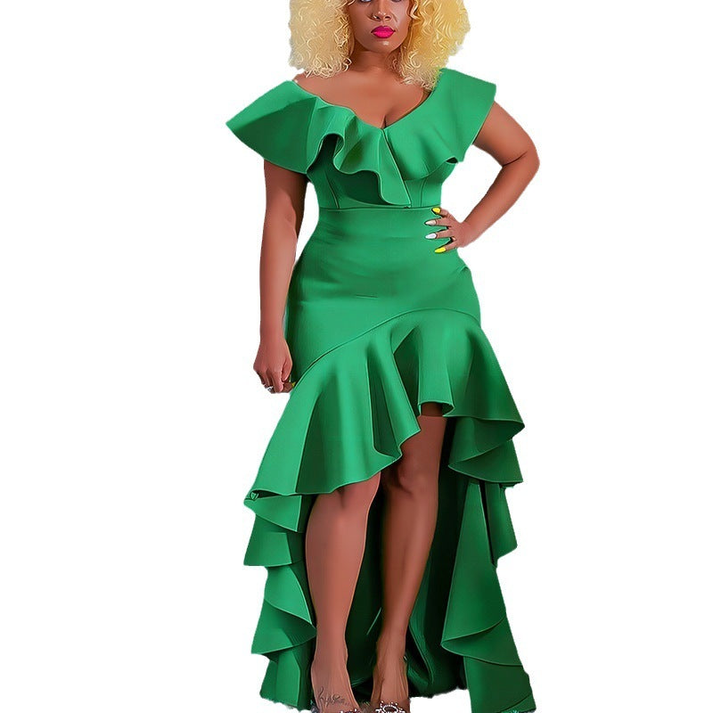 Solid Color Loose Style Evening Dress Slim Fit Long Dress