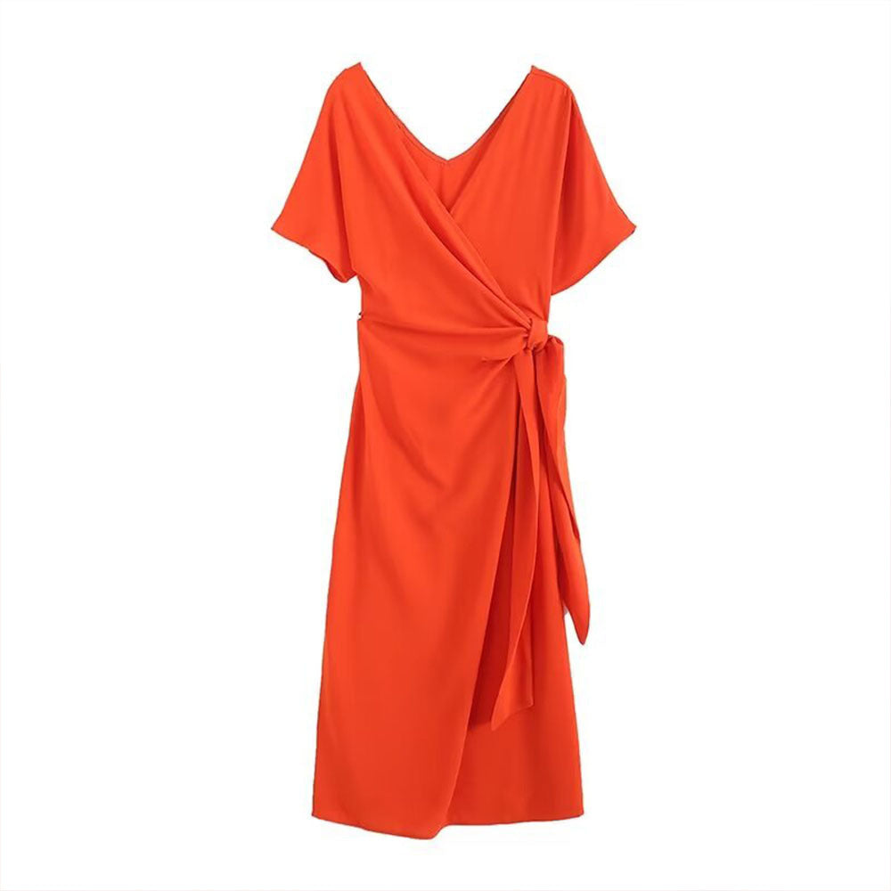 Cross-knotted Detail Split Midi Dress