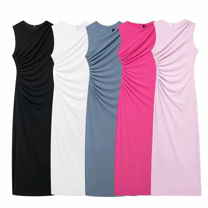 Sleeveless Casual Midi Skirt Dress