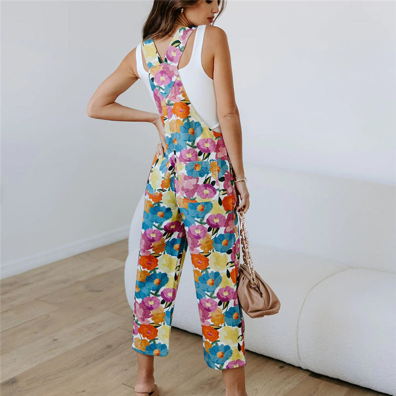 Ladies Print Urban Casual Sleeveless Jumpsuit