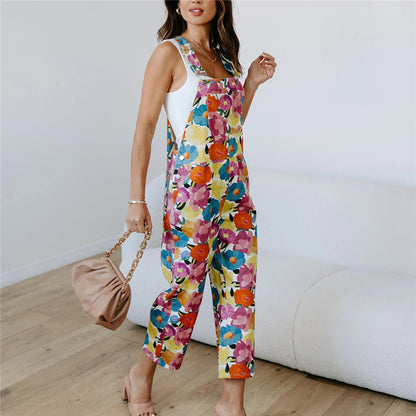 Ladies Print Urban Casual Sleeveless Jumpsuit
