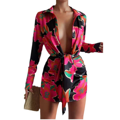 European And American Short Fashion Loose-fitting Long Sleeves Dress