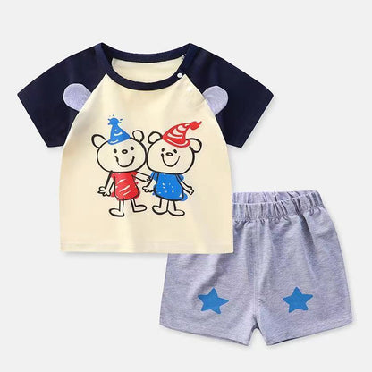Summer Short-Sleeved Shorts Suit Children's Cotton Half-Sleeved T-Shirt Two-Piece Baby Clothes