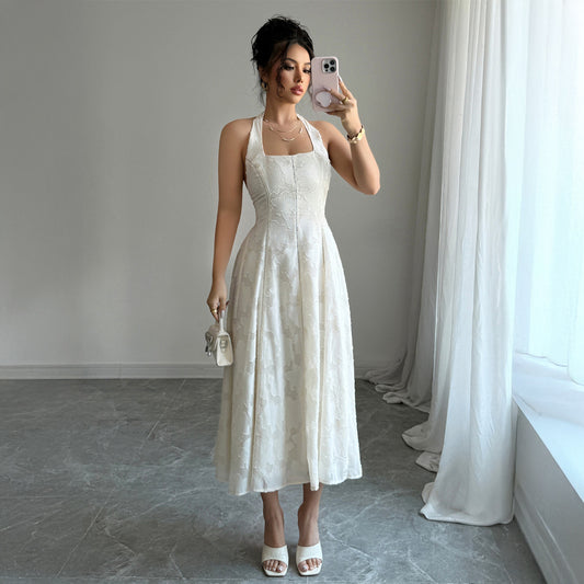 Elegant Simple Style Halter Tube Top Maxi Dress Women's Clothing